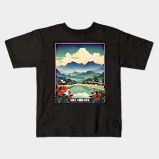 Mae Hong Son Thailand Vintage Retro Travel Tourism Kids T-Shirt